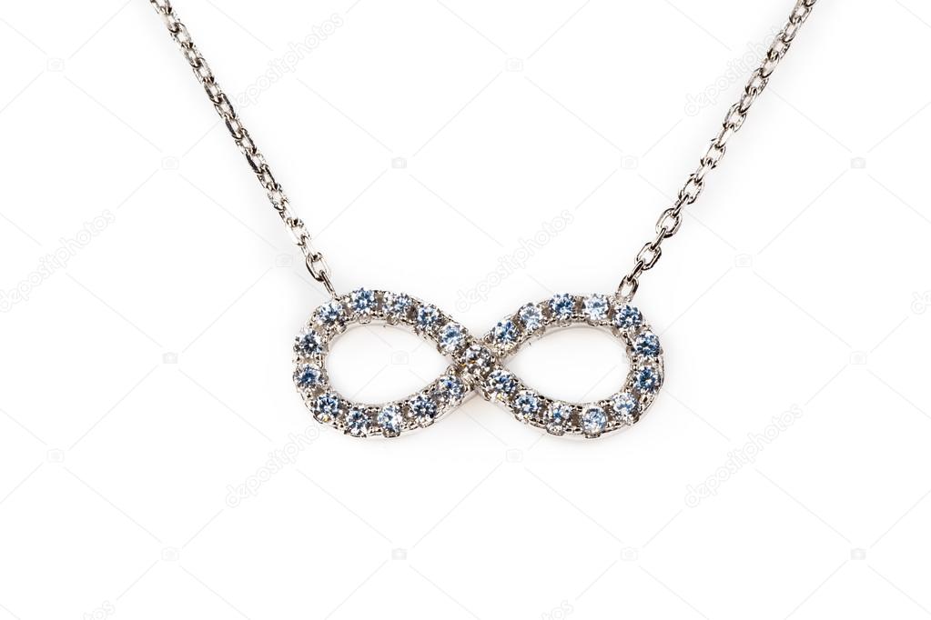 Silver infinity pendant with diamond