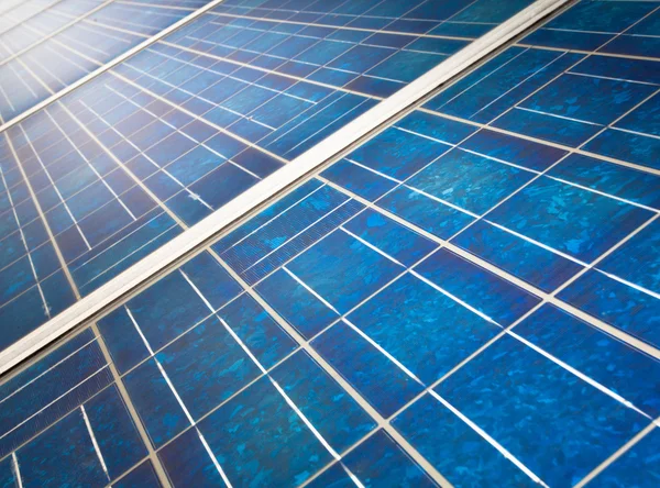 Sun reflecting in solar panel — Stock Photo, Image