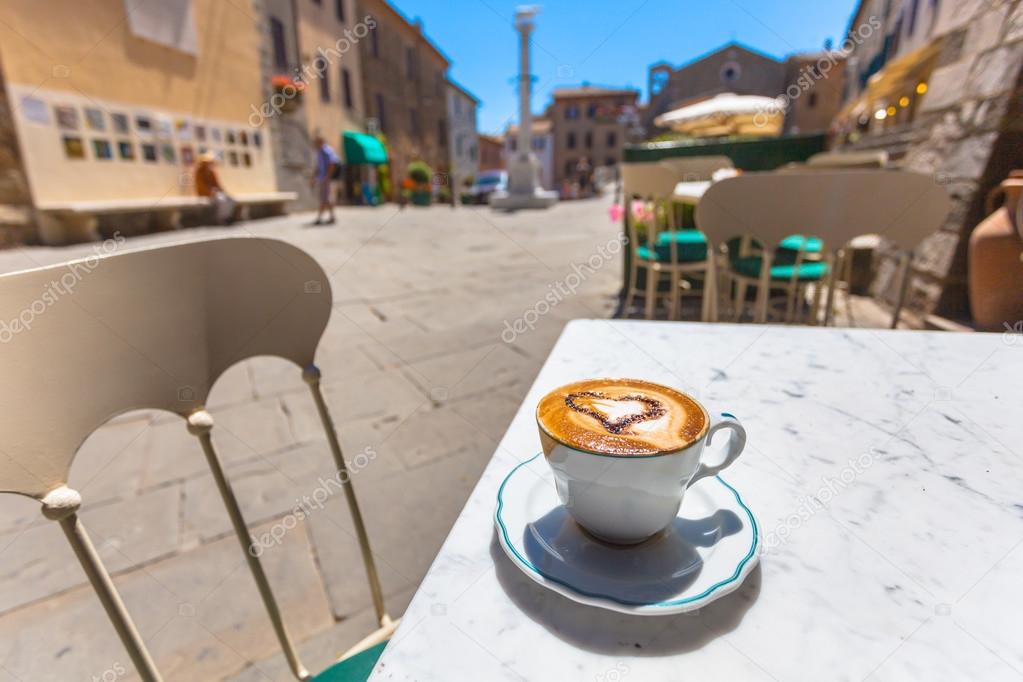 Cup of Coffee at a Cafe Terrace with Street View, Italy