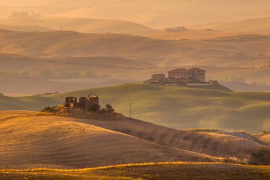 Tuscan Farmland with Villas and Villages clipart
