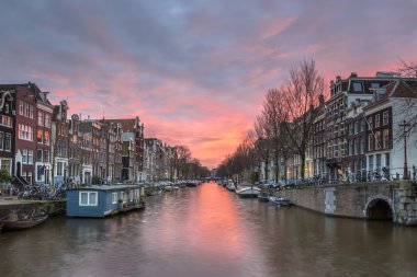 Gün batımı Herengracht Amsterdam