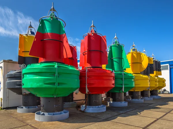 Colorful Buoys in a storage — Zdjęcie stockowe