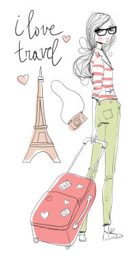 Tour Eiffel ile şirin kız