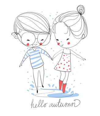 Erkek ve kız aşık yağmurda