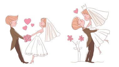 Gelin ve damat öpüşüyor.
