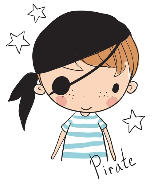 Chico pirata dibujado a mano — Vector de stock