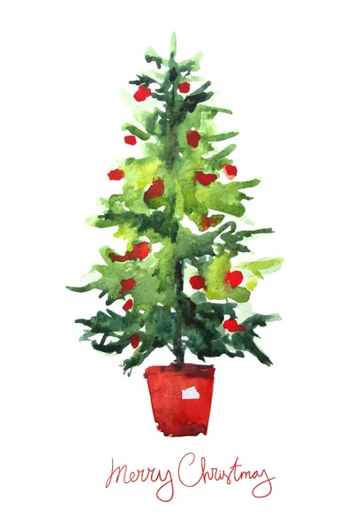 Sulu Boya Noel ağacı