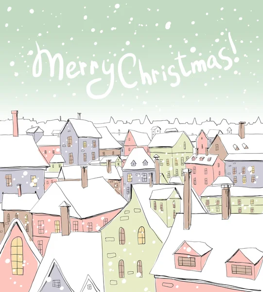 昔の家のクリスマス カード — ストックベクタ