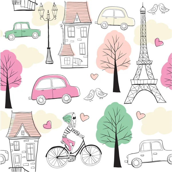 Paris seamless pattern — Stock Vector