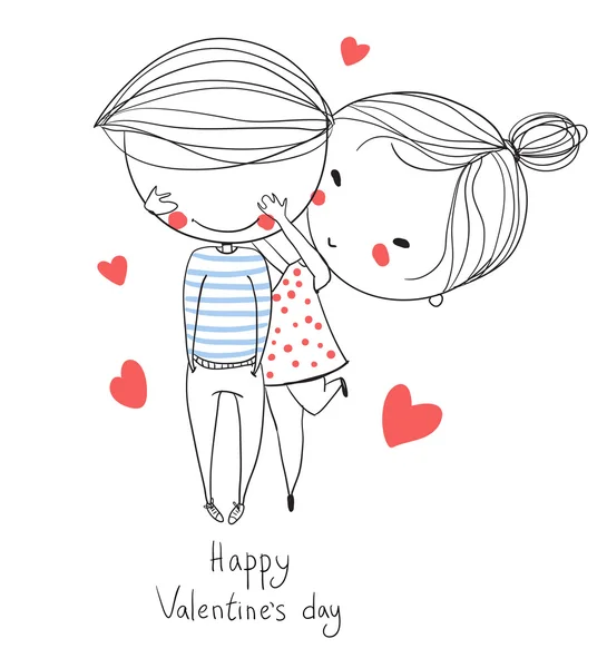 Día de San Valentín. Niño y niña . — Vector de stock