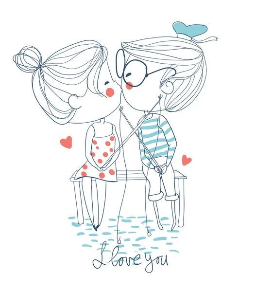 Couple mignon embrasser — Image vectorielle