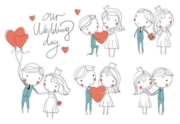 Wedding romantic collection — Stock Vector