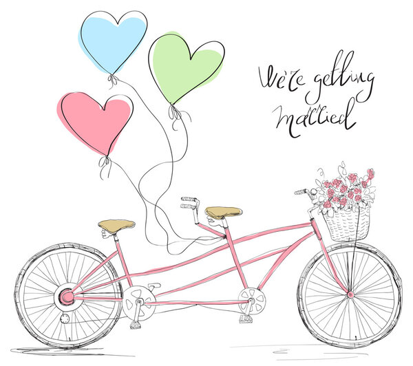 Tandem Bicycle Wedding Invitation