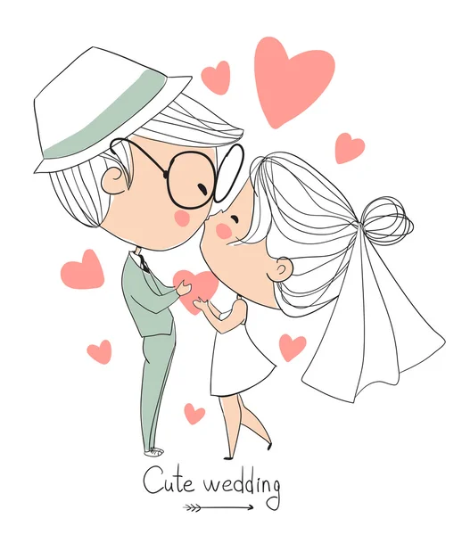 Cute vector wedding card — Stock Vector