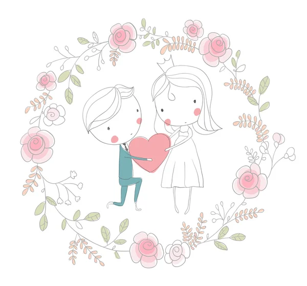 Carte de mariage. Mariée et marié — Image vectorielle