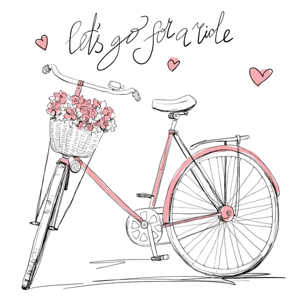 Ładny różowy rower z kwiatami Ilustracja Stockowa