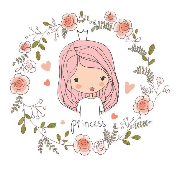Childish card in beautiful flowers. Vector Graphics