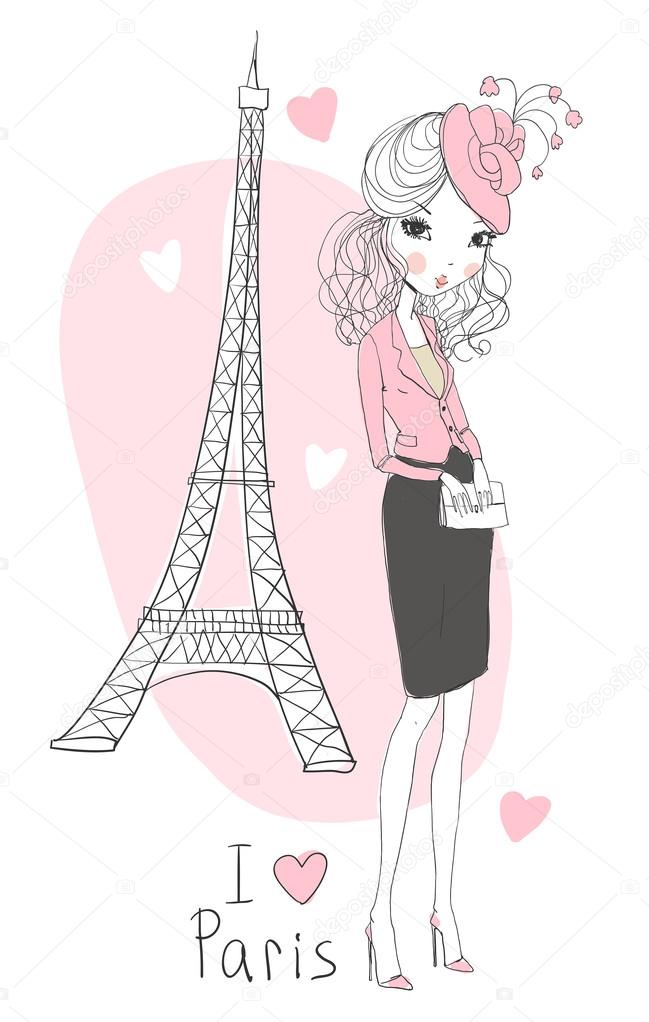 Cute girl with tour Eiffel