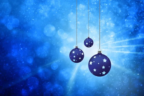 Xmas bulbs set on blurred blue background — 스톡 사진