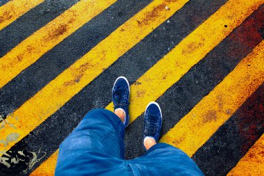 A man walking on forbidden area floor