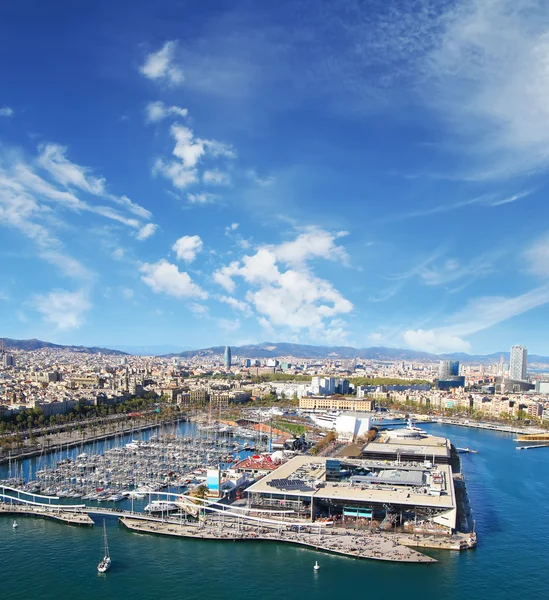 西班牙巴塞罗那海港区鸟瞰图 — 图库照片