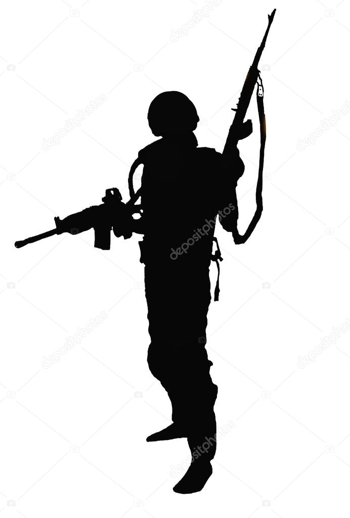 silhouette of a soldier with weapon