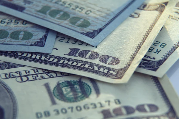 Geld close-up. Amerikaanse honderd-dollarbiljetten — Stockfoto