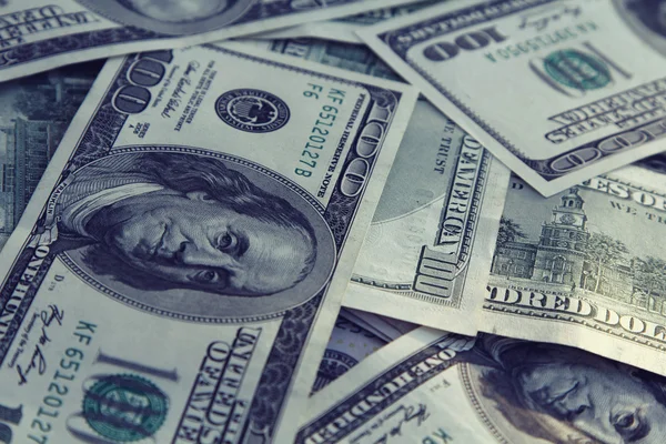 Geld close-up. Amerikaanse honderd-dollarbiljetten — Stockfoto