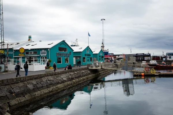 Restaurants Cafe Green Color Harbor Reykjavik — Stock Photo, Image