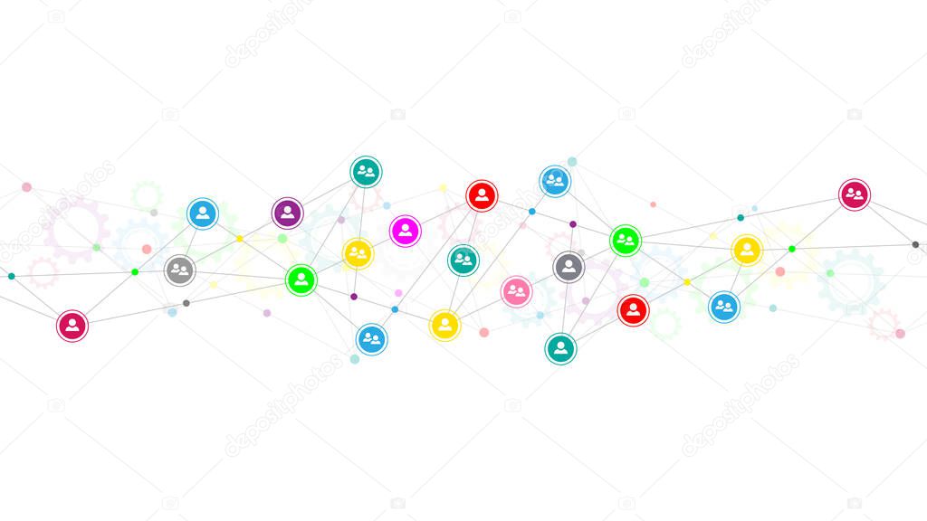 Vector illustration of connecting people and communication concept, social network.