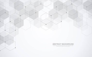 Vektör altıgen deseni. Basit altıgen elementlere sahip geometrik soyut arkaplan. Tıbbi, teknoloji veya bilim tasarımı.