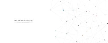Bağlı nokta ve çizgilerle Geometrik soyut arkaplan. Moleküler yapı ve iletişim konsepti. Dijital teknoloji arka planı ve ağ bağlantısı.