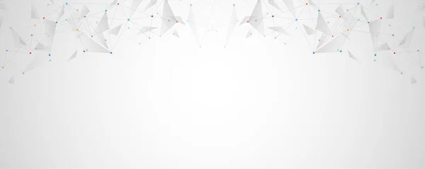 Bağlı nokta ve çizgilerle Geometrik soyut arkaplan. Moleküler yapı ve iletişim konsepti. Dijital teknoloji arka planı ve ağ bağlantısı.