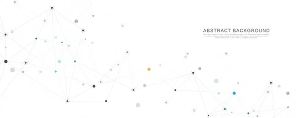 Bağlı nokta ve çizgilerle Geometrik soyut arkaplan. Moleküler yapı ve iletişim konsepti. Dijital teknoloji arka planı ve ağ bağlantısı.