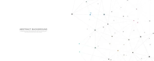 Bağlı nokta ve çizgilerle Geometrik soyut arkaplan. Moleküler yapı ve iletişim konsepti. Dijital teknoloji arka planı ve ağ bağlantısı.