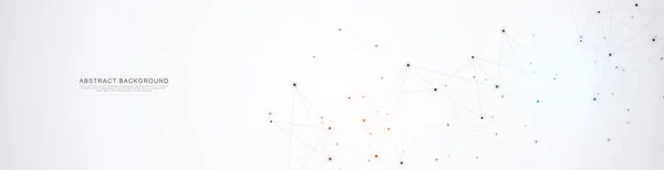 Bağlı nokta ve çizgilerin geometrik soyut arka planına sahip web sitesi başlığı veya afiş tasarımı. Metnin için plexus arkaplanı ve alanı olan vektör illüstrasyonu.