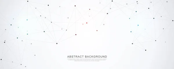 Bağlı nokta ve çizgilerle Geometrik soyut arkaplan. Moleküler yapı ve iletişim konsepti. Dijital teknoloji arka planı ve ağ bağlantısı.