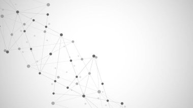 Noktaları ve çizgileri birleştiren soyut pleksus arkaplanı. Küresel ağ bağlantısı, dijital teknoloji ve iletişim kavramı