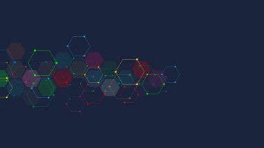 Vektör altıgen deseni. Basit altıgen elementlere sahip geometrik soyut arkaplan. Tıbbi, teknoloji veya bilim tasarımı