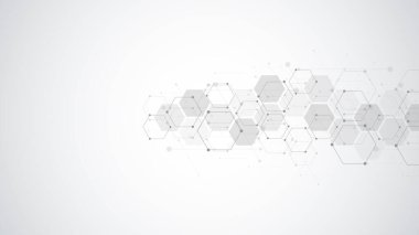 Vektör altıgen deseni. Basit altıgen elementlere sahip geometrik soyut arkaplan. Tıbbi, teknoloji veya bilim tasarımı