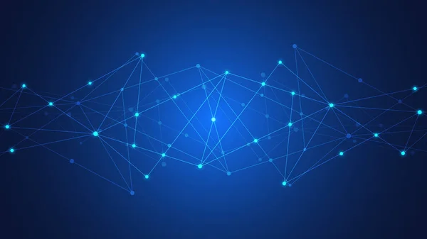 Noktaları ve çizgileri birleştiren dijital teknoloji arka planı. Ağ bağlantısı ve iletişiminin soyut teknik arkaplanı
