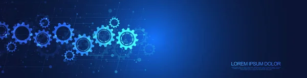 Çarklar ve dişli tekerlek mekanizmaları. Yüksek teknoloji dijital teknoloji ve mühendislik. Soyut teknik arkaplan