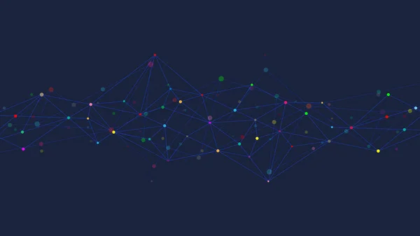 Noktaları ve çizgileri birleştiren soyut teknoloji geçmişi. Küresel ağ bağlantısı ve iletişimi için dijital teknoloji