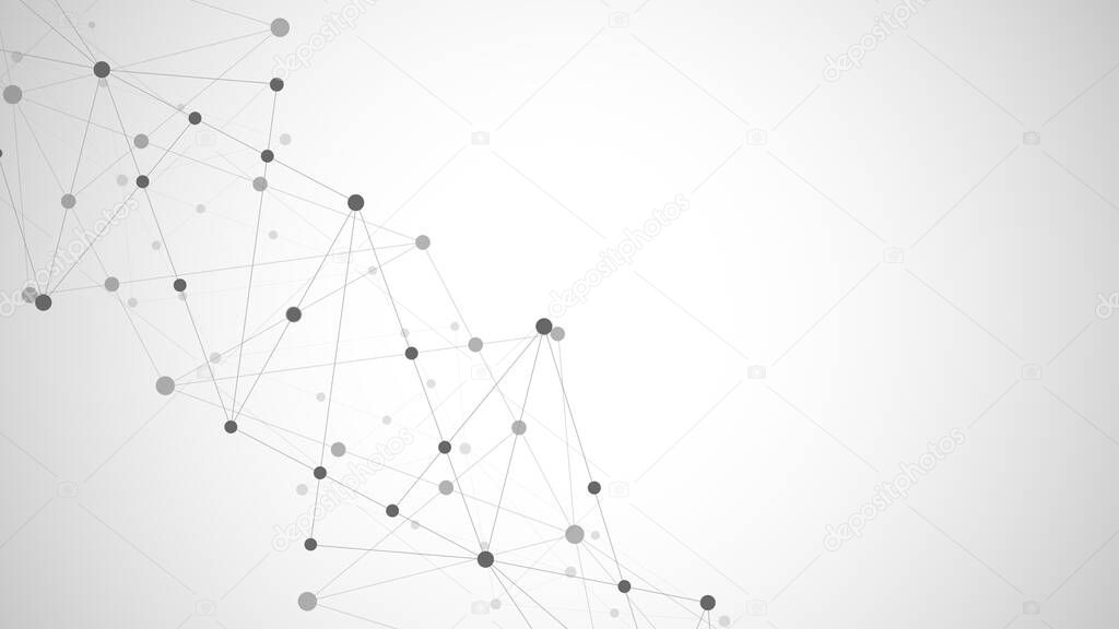 Abstract plexus background with connecting dots and lines. Global network connection, digital technology and communication concept