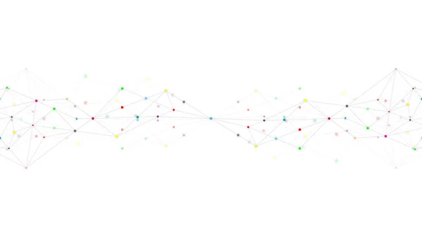 Fundo de plexo abstrato com pontos de conexão e linhas. Conexão de rede global, tecnologia digital e conceito de comunicação. — Vetor de Stock