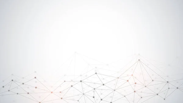 Fundo geométrico abstrato com pontos de conexão e linhas. Conexão de rede global, tecnologia digital e conceito de comunicação. — Vetor de Stock