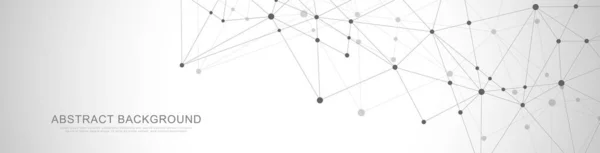 Soyut geometrik arkaplan ve noktaları ve çizgileri birleştiren web sitesi başlığı veya afiş tasarımı. Genel ağ bağlantısı. Metnin için pleksus arkaplanı ve alanı olan dijital teknoloji.