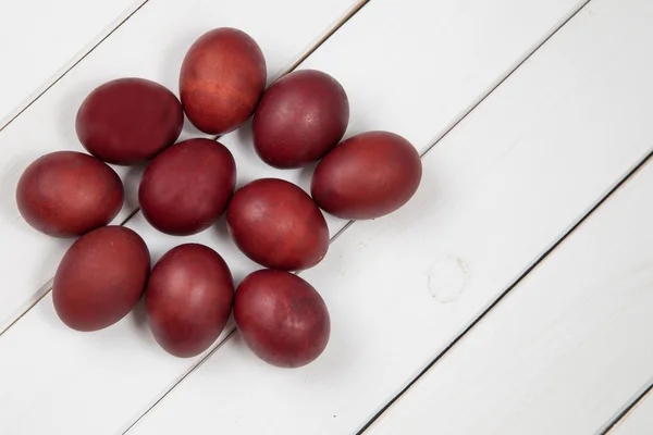 Colorful easter eggs with happy easter — Stock Photo, Image