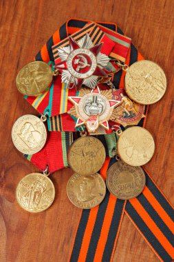 Medals for the victory over Germany in the Great Patriotic War of 1941-1945 and George's Ribbon clipart