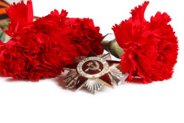 St. George's şerit beyaz arka plan üzerinde izole Vatanseverlik Savaşı sırasını. açıklayıcı yazı işleri.